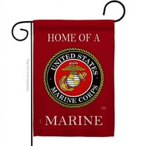 Breeze Decor  Home of Marine Corps Garden Flag Armed Forces 13 x 18.5 in. Double-Sided Decorative Vertical Flags for House Decoration Banner Yard Gift