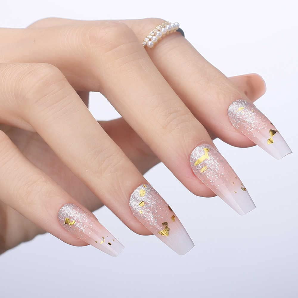  EALGA Golf Foil Ombre Pink False Nails with Design, Ombre Gold  Glitter Coffin Press on Nails Art, Adorable Long Bling Pink Press on Nails,  12 sizes, 24 pieces EALGA-LT043 : Musical