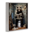 thumbnail image 3 of Bear with Newspaper Bathroom Gray Framed Giclee Art, 17 x 17, 3 of 8