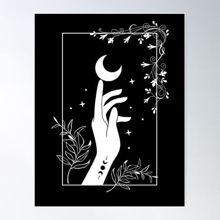 Witch Hand Under The Moon Poster Wall Art, Modern Wall Decor For Living Room Bedroom, 8x12 UNFRAMED