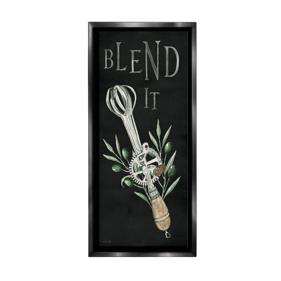 Stupell Industries Blend It Vintage Kitchen Food & Beverage Painting Black Floater Framed Canvas Art Print Wall Art, 11 x 25