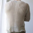 thumbnail image 2 of Men Hollow See Through Top Lightweight Grid Pure Color Breathable Long Sleeve Knit Undershirt for Male White S, 2 of 4