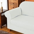 thumbnail image 7 of Subrtex Sofa Pet-Friendly Slipcovers Striped Polyester, White, 2-Piece, 7 of 7