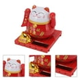 thumbnail image 4 of Solar Arm Waving Fortune Cat, Ideal Gifting Red Lucky Cat Mascot Statue Cute  For Home Decor, 4 of 8