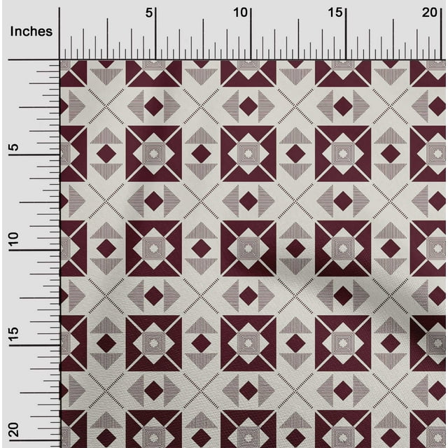 oneOone Polyester Lycra Maroon Fabric Diamond & Triangle Geometric Dress Material Fabric Print Fabric By The Yard 56 Inch Wide