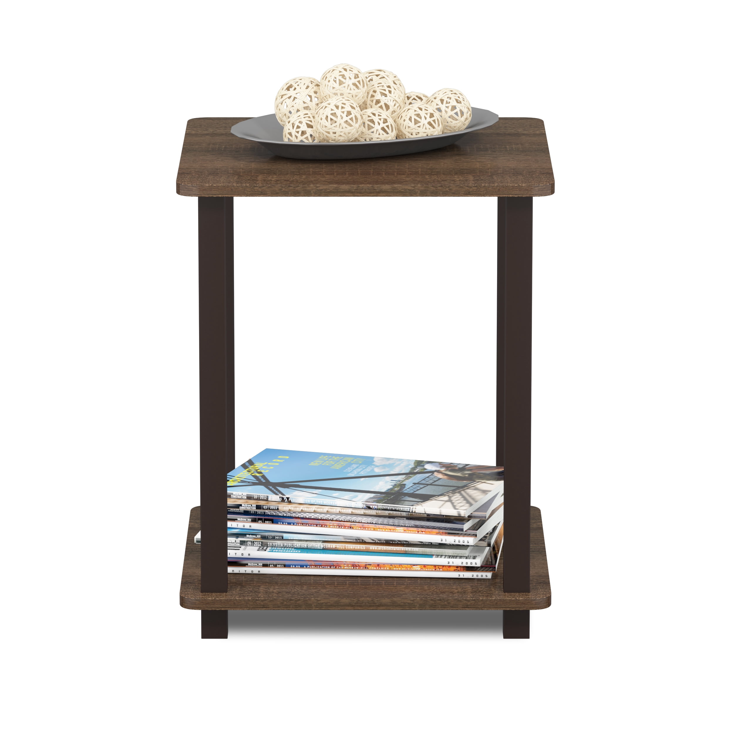 Furinno Simplistic End Table, Set of Two, Walnut/Brown