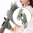 thumbnail image 3 of Guantes de invierno cálidos, sencillos, 112D Plus, de terciopelo, protección contra el frío, resistentes al viento, cálidos y suaves. verde, 3 of 7