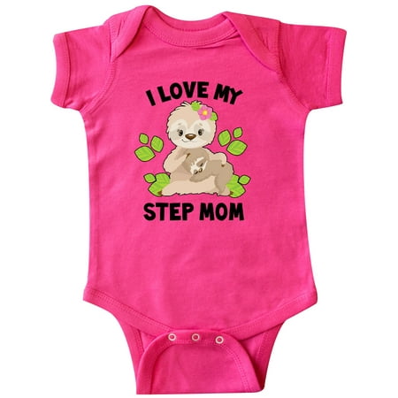 

Inktastic Cute Sloth I Love My Step Mom with Green Leaves Gift Baby Boy or Baby Girl Bodysuit