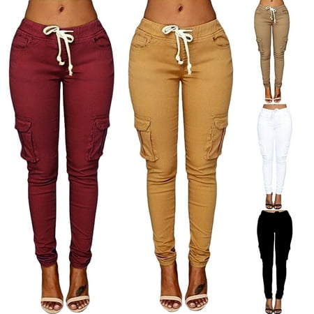 pants drawstring koszal joggers pockets trousers cargo skinny solid casual