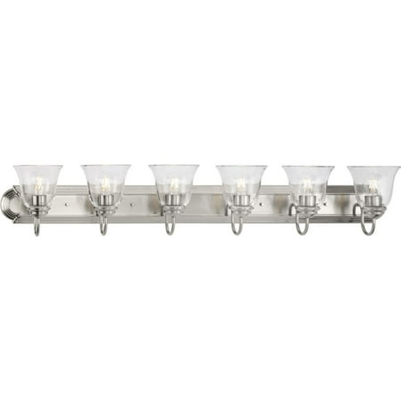 

Progress Lighting P300394 Clear Glass 6 Light 48 Wide Bathroom Vanity Light - Nickel