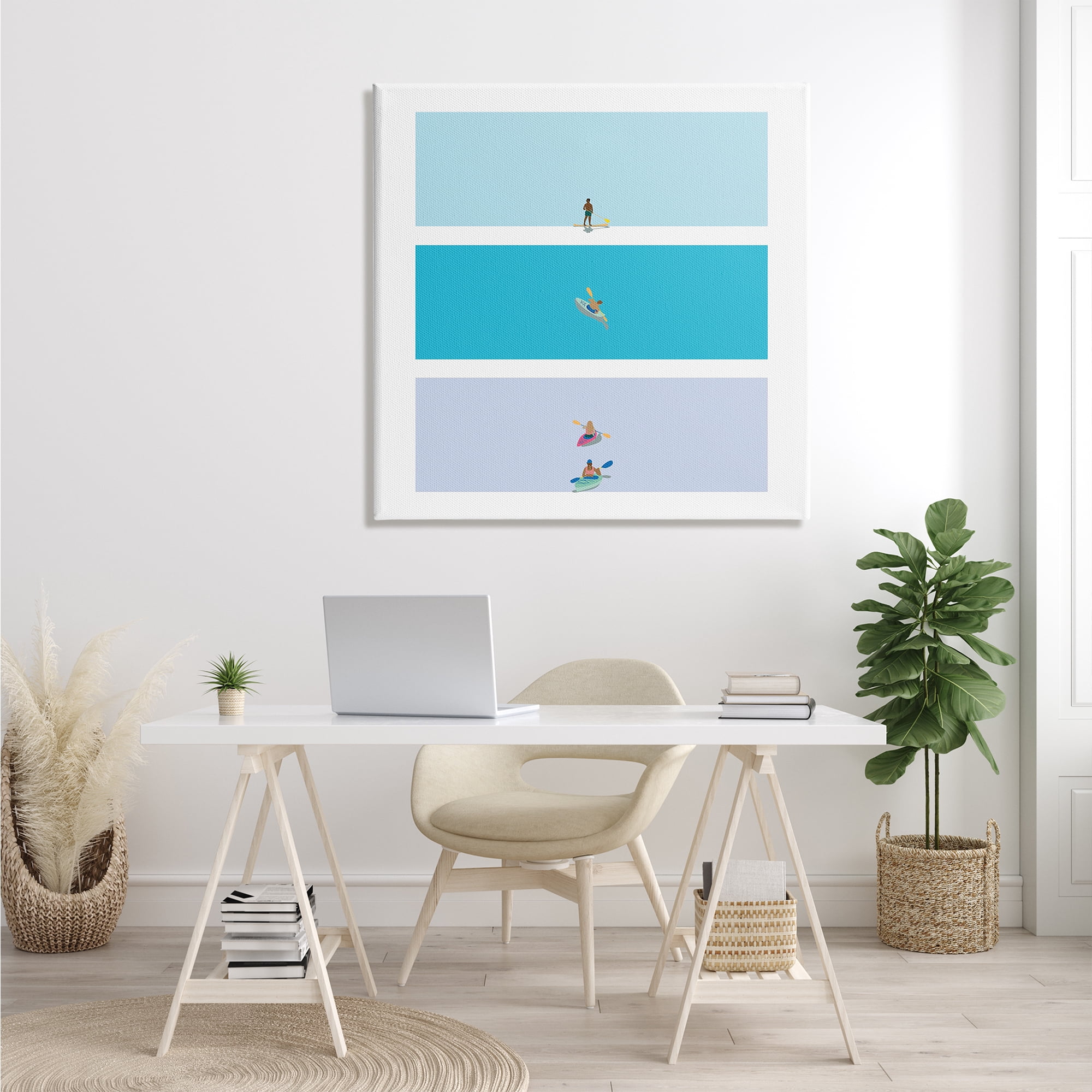 Stupell Industries Modern Paddle Boarding and Kayaks Athletes Summer Sports, 36 x 36, Designed by Make Much Studios