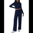 thumbnail image 2 of Conjunto Deportivo Y2K de Dos Piezas para Mujer, con Larga, Top Ajustado y Pantalones Anchos, Ideal para y Otoño Azul Oscuro L, 2 of 8