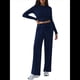 thumbnail image 2 of Conjunto Deportivo Y2K de Dos Piezas para Mujer, con Larga, Top Ajustado y Pantalones Anchos, Ideal para y Otoño Azul Oscuro L, 2 of 8