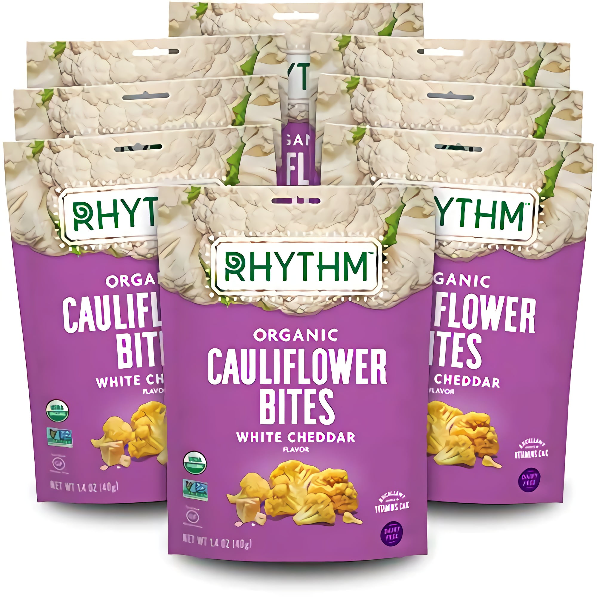 Rhythm Superfoods Crunchy Cauliflower Bites, White Cheddar, Organic