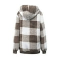 thumbnail image 3 of Womens Oversized Sherpa Pullover Hoodies 1/4 Zip Fuzzy Fleece Sweatshirt Plaid Fluffy Outerwear with Pockets, 3 of 5