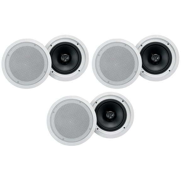(6) Rockville HC85-16 White 8" 700 Watt In-Ceiling Home Theater Speakers 16 Ohm