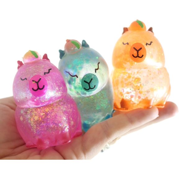 Set of 3 Capybara Animal Sugar Balls - Large Rodent - Syrup Molasses Thick Glue/Gel Stretch Ball - Ultra Squishy and Moldable Slow Rise Relaxing Sensory Fidget Stress Toy Cute Adorable (RANDOM COLORS)
