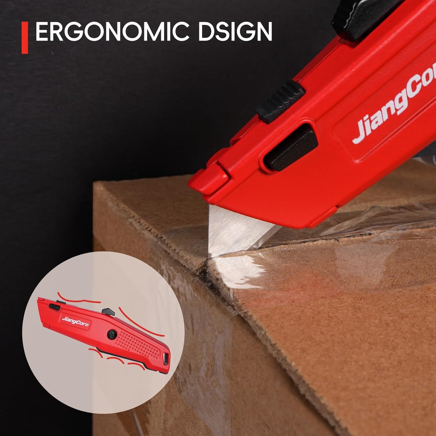 Premium Utility Knife with 14 Blades - Heavy Duty Retractable Work Knife, Precision Cutting for DIY, Cardboard, Packaging - Ergonomic Grip & Quick-Release Design