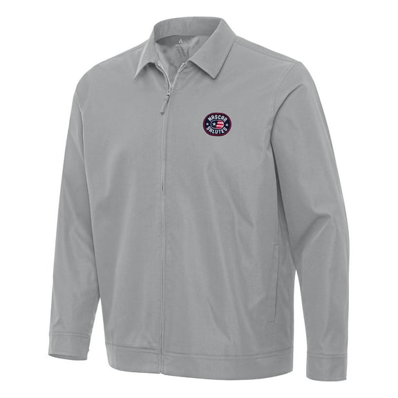 Men's Antigua  Gray NASCAR Salutes Pivot Full-Zip Jacket