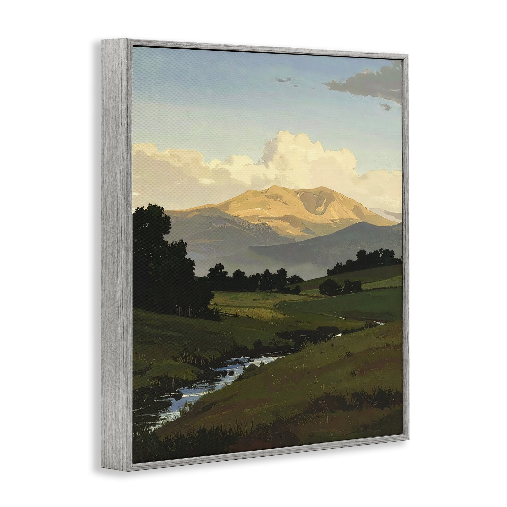 Stupell Industries Across The Valley Nature Gray Framed Giclee Art, design by Alonza Saunders