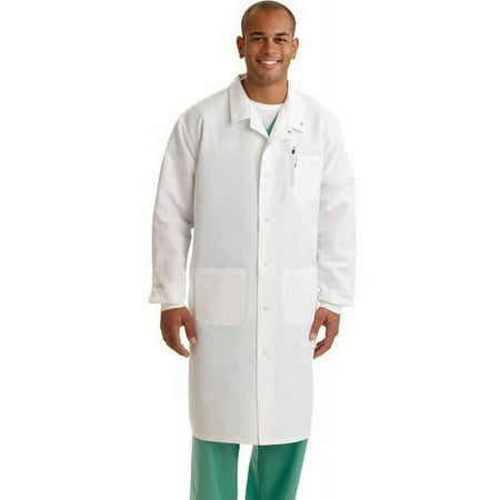 Unisex Knit Cuff Knee Length Lab Coat with Snaps