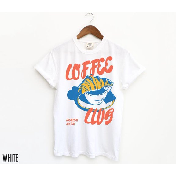 Coffee Shirt, Coffee Club T Shirt, Retro Coffee Shirt, Croissant, Foodie T-Shirt, Coffee Lover