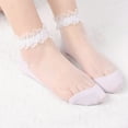 thumbnail image 2 of Women's Delicate Transparent Lace Ankle Socks with Glass Sheer Stockings Elegant Design, 2 of 3