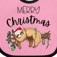 thumbnail image 4 of Inktastic Merry Christmas Cute Sloth with Santa Hat and Lights Boys or Girls Baby Bib, 4 of 4