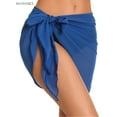thumbnail image 4 of BadPiggies 2 Pieces Women's Short Sarongs Beach Wrap Sheer Chiffon Cover Ups Swimwear Bikini Wraps for Skirt Scarf Pareo (Black+Navy), 4 of 4