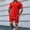 Red, variant on WWV Men Short Sets Outfits Lapel Short Sleeve Button Shirt Mid Waist Shorts Outfits Solid Color Stylish Loose Fit Anniversary Leisure Suit Black L