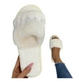 thumbnail image 5 of Aayomet House Slippers Casual Women's Slip Shoes Fashion Flock Lace Slippers Toe On Round Women's slipper,White 8.5, 5 of 5