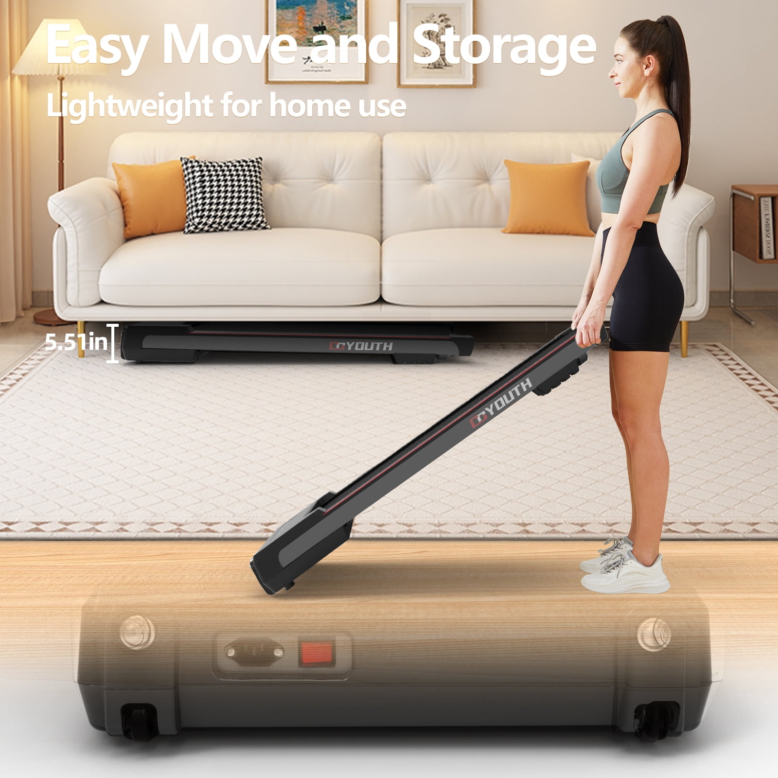 GOYOUTH Under Desk Treadmill Electric Walking Jogging Exercise Machine for Home/Office Use