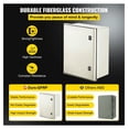 thumbnail image 3 of NEMA 4X Enclosure 20x16x8 Inch - Fiberglass Electrical Box, IP66 Waterproof, Hinged Junction Box - Indoor Outdoor Use w/ Mounting Plate, 3 of 7