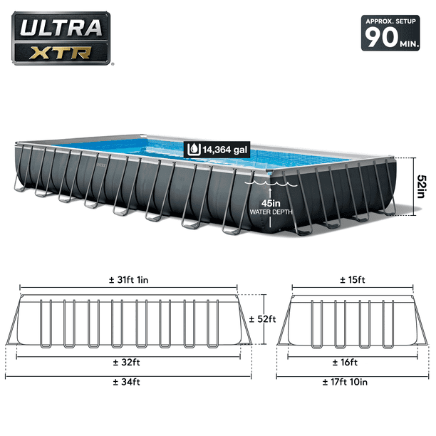 Intex 26373EH 32' x 16' x 52 Rectangular Ultra XTR Frame Swimming
