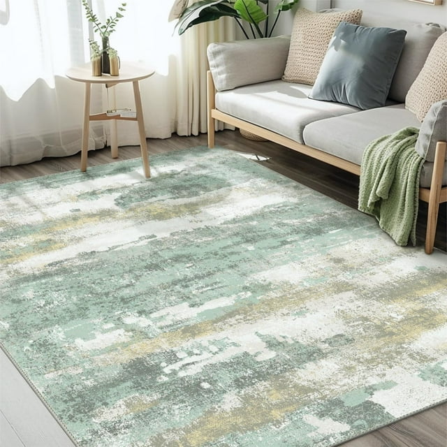 BEIMO Modern Abstract 9x12 Area Rugs for Living Room Bedroom, Machine Washable Rugs for Bedroom Soft Low-Pile Floor Carpet with Non Slip Backing for Dining Nursery Laundry Room, Light Green