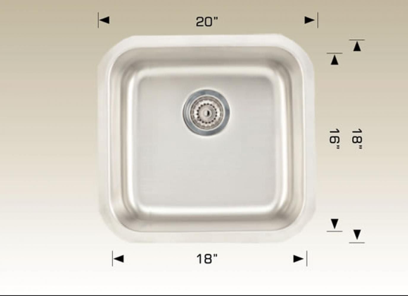 American Imaginations 20-in. Évier de cuisine en acier inoxydable W avec 1 bol et calibre 18