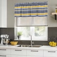 thumbnail image 4 of 2 Pack Navy Blue Yellow Striped Valances for Windows Bedroom Living Room Window Treatments, Farmhouse Vintage Stripe Rod Pocket Valance Drapes Short Kitchen Curtains Over Sink 42"x18", 4 of 8