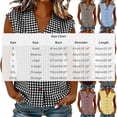 thumbnail image 3 of Women Gingham Button Down Slim Sleeveless Blouse Plaid Top Summer Henley Neck Tank Vest Spring Summer Clothes, 3 of 7