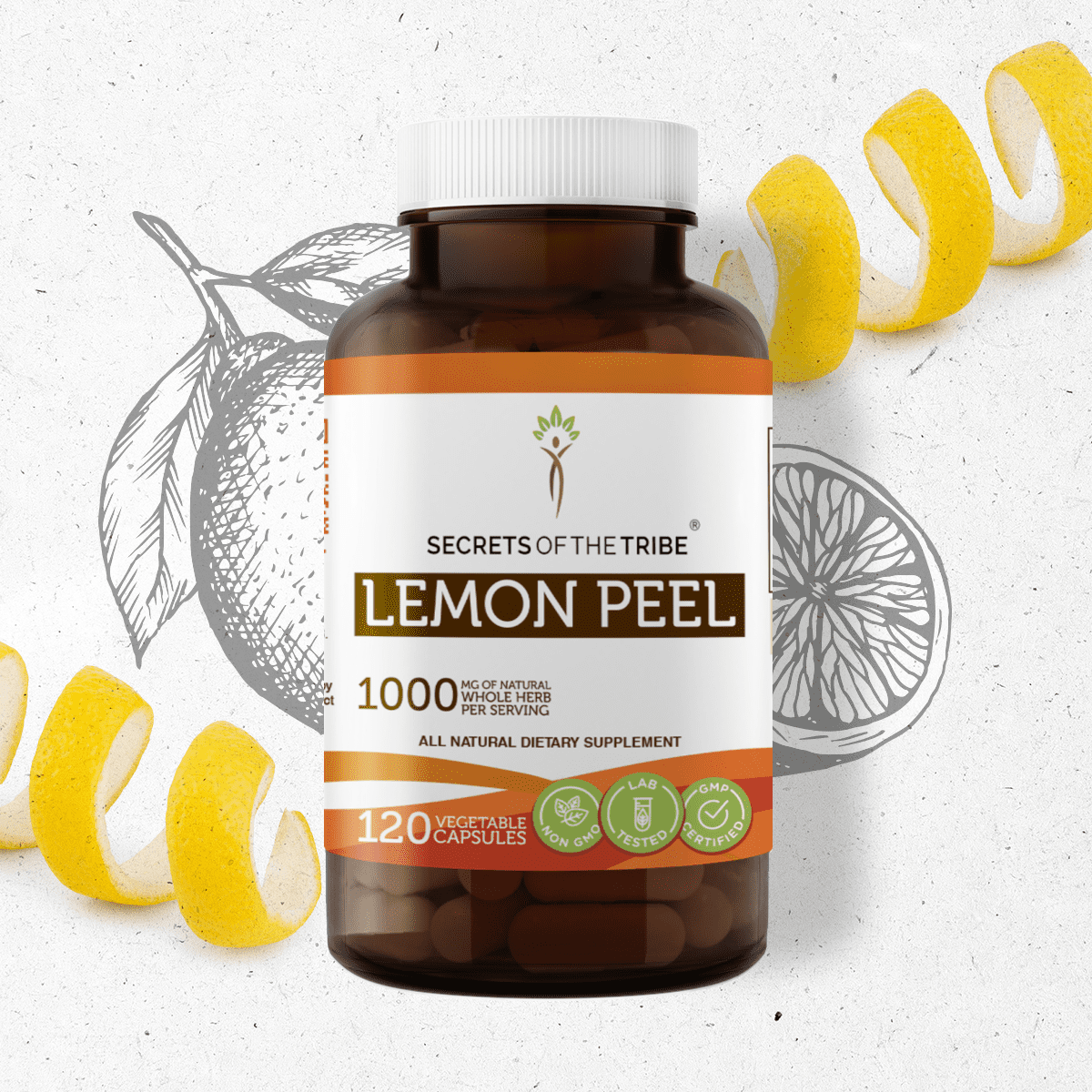 Secrets of the Tribe Lemon Peel 120 Capsules, 500 mg, Organic Lemon