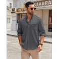 thumbnail image 4 of COOFANDY Button Down Shirt Men Casual Long Sleeve Untucked Shirts for Men Stretch Dress Shirt with Pocket, 4 of 6