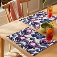 thumbnail image 4 of Spring Flowers Placemats Set of 12, Rustic Oil Painting Purple Pink Floral Black Leaf Linen Texture Non-Slip Place Mats Washable Table Mats for Kitchen Dining Table Decorations Indoor/Outdoor, 4 of 9