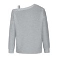 thumbnail image 5 of Camiseta de manga larga con cuello sesgado para mujer a la moda, blusa holgada con hombros descubiertos y estampado de otoño Fridja  bvmnju7195, 5 of 5