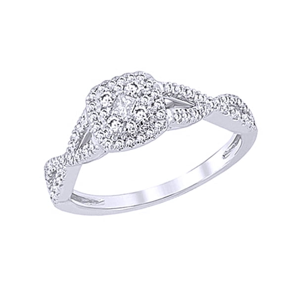 AFFY White Natural Diamond Promise Ring In 10k White Gold (0.33 Cttw)