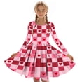 thumbnail image 4 of Girls Dresses Valentine's Day Cute Graphic Crewneck Long Sleeve Mini Dress for Party Size 4-14, 4 of 6