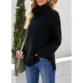 thumbnail image 4 of Asyoly Women Turtleneck Sweaters Long Sleeve Solid Color Chunky  Knit Pullover Casual Comfy Oversized Jumper Keep Warm Tops, 4 of 7