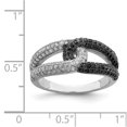 thumbnail image 5 of Auriga Fine Jewelry 925 Sterling Silver Rhodium Plated Black and White Cubic Zirconia Ring Size 8 for Women, 5 of 6