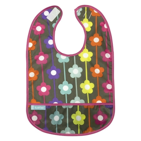 Kushies Girl - Kushies Cleanbib 12M+ Girl Charcoal Daisies