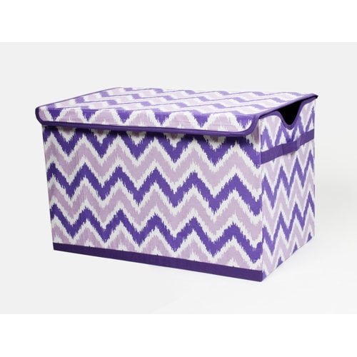 Bacati - MixNMatch Navy/Green Zigzag Cotton Percale Fabric Covered Storage Toy Chest 24.5" x 15" x 14"