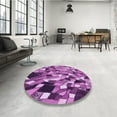 thumbnail image 3 of Ahgly Company Indoor Round Patterned Dark Magenta Purple Area Rugs, 8' Round, 3 of 6