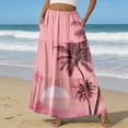thumbnail image 2 of LWavelet Women Floral Print Tiered Maxi Skirt Elastic Waist With Pockets Boho Summer Long Skirt Pink S, 2 of 6